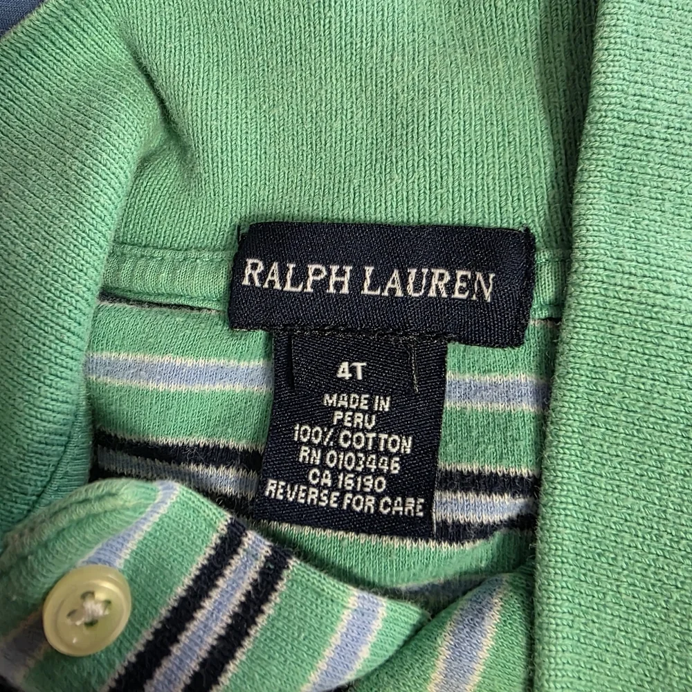 Ralph Lauren Green Striped Kids Polo Shirt